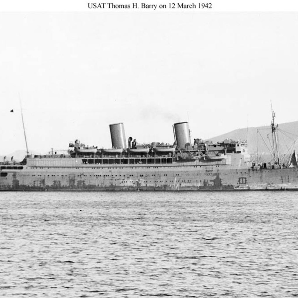 Boards the Thomas H Barry troop ship in New Jersey