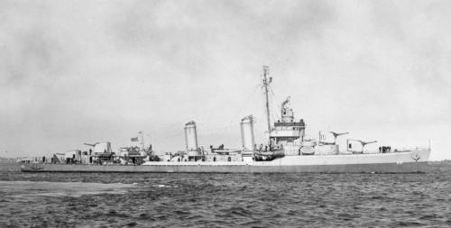 USS Champlin (DD-601) at Boston in November 1942